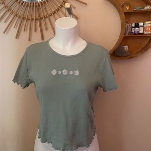 Blue/Green flower cropped shirt Hollister